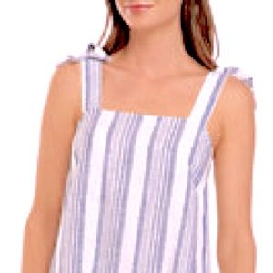 NWT Crown & Ivy Blue/White Stripe Linen Tank Top